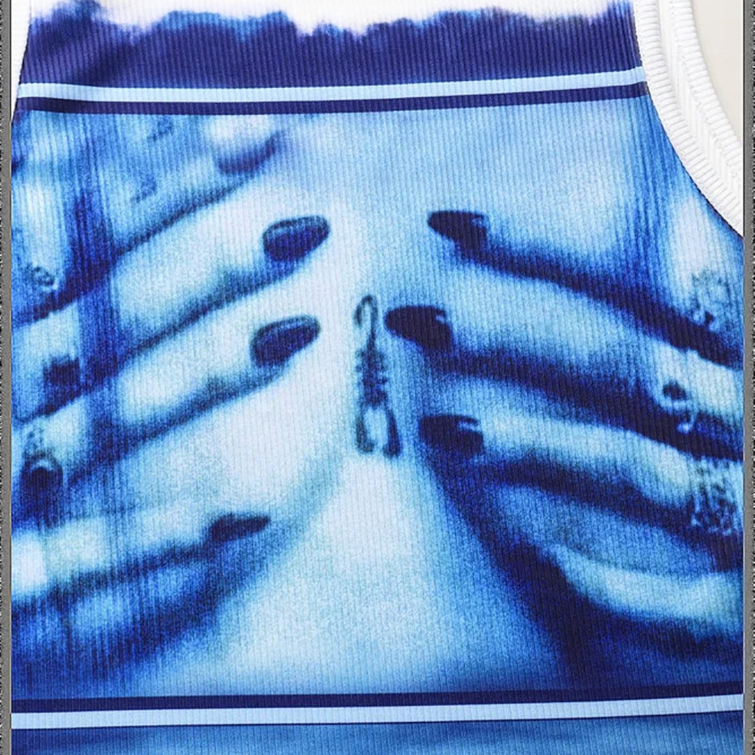 Damen Crop-Top mit kreativem Fotodruck und figurschmeichelndem Schnitt Echo Archiv