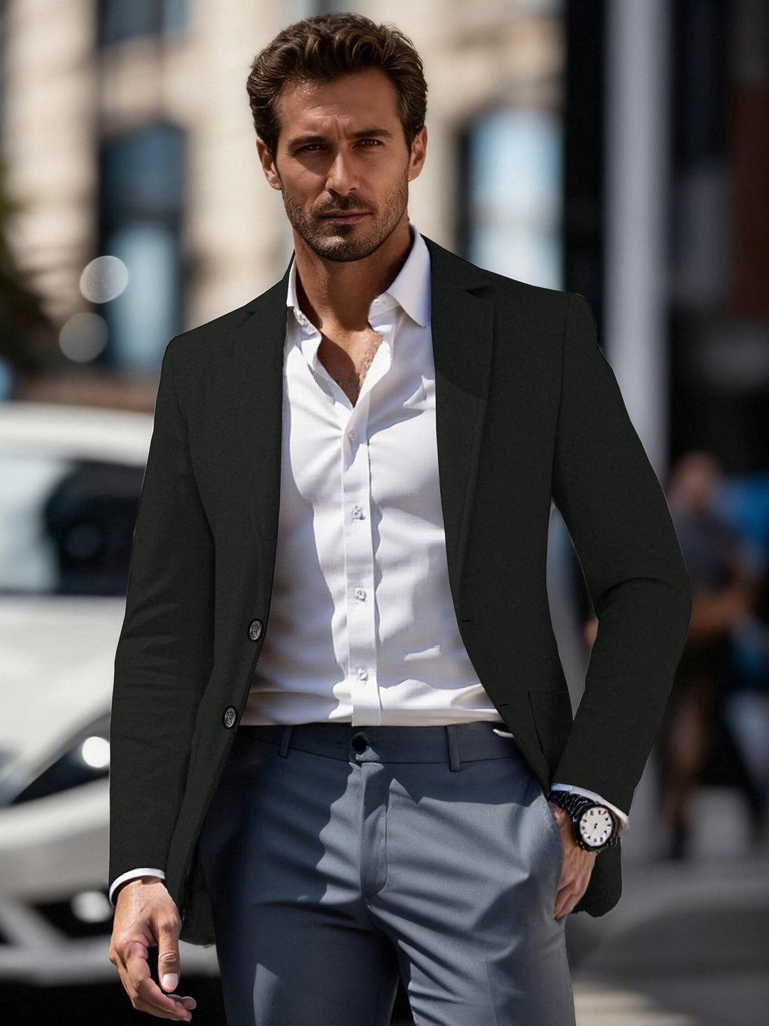 Herren eleganter Business-Anzugblazer mit schmaler Passform Echoarchiv