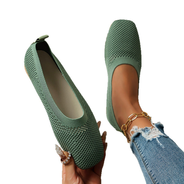 Damen Atmungsaktive Strick‑Ballerinas mit quadratischer Spitze Echo Archiv