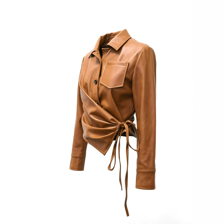 Damen Eleganter Wickelblazer aus Kunstleder Echo Archiv