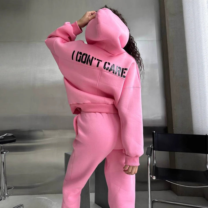 Damen Oversized Hoodie- und Jogginghose-Set aus French-Terry mit Statement-Print – Auréline