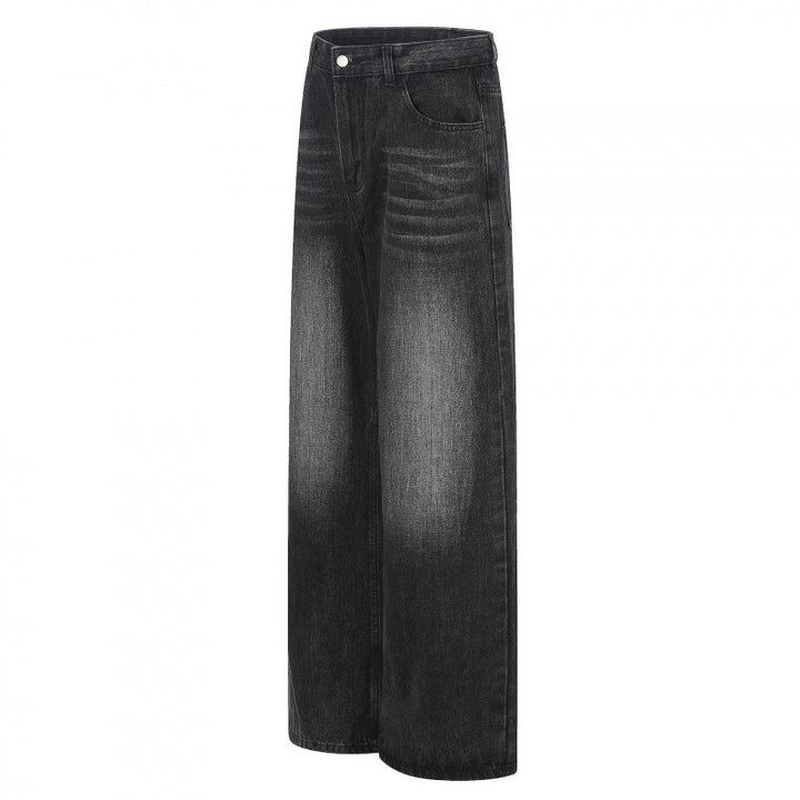 Damen Hochgeschnittene Weite Denim-Jeans mit weitem Bein und Vintage-Waschung Echo Archiv