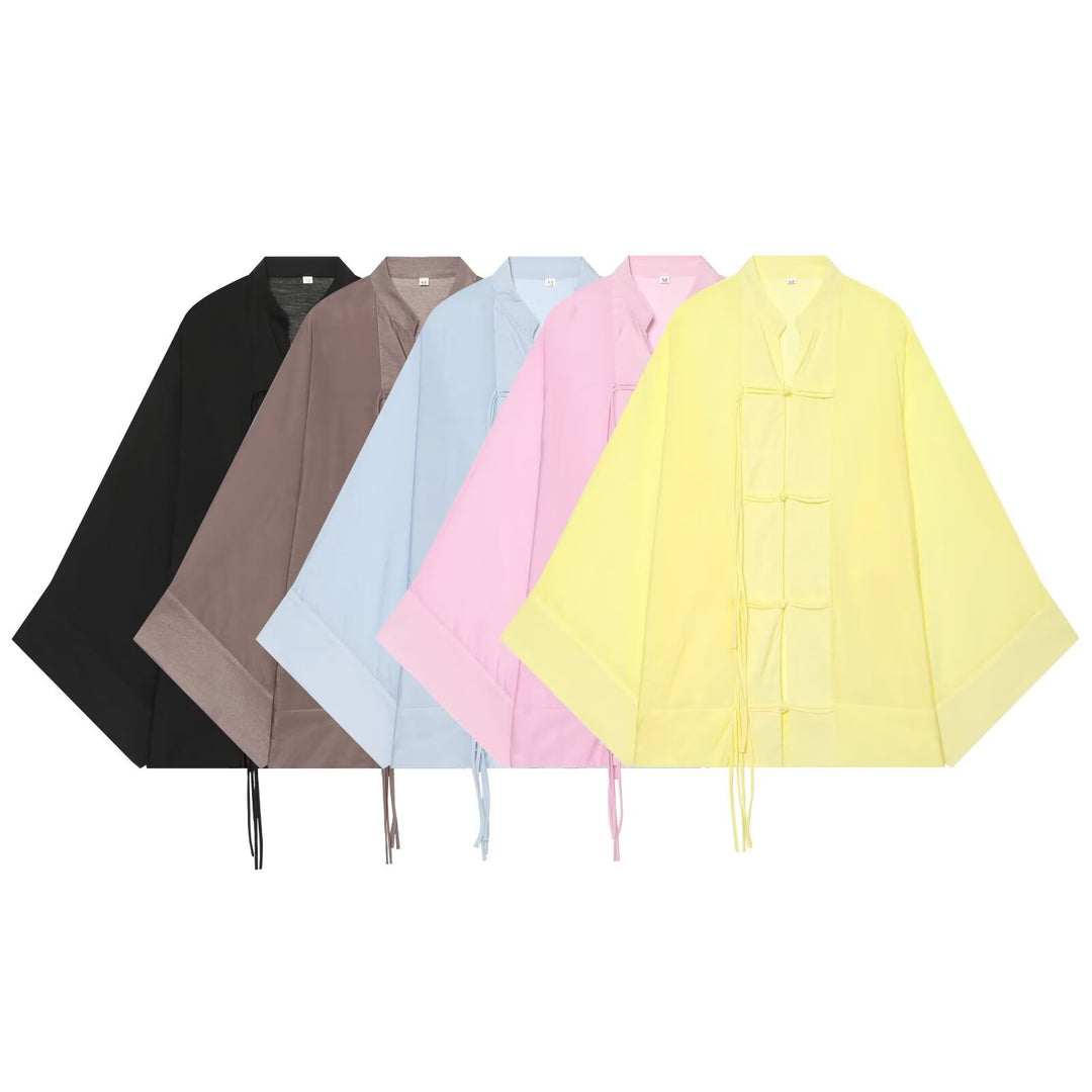 Damen Kimono-Jacke mit traditionellen Knotenverschlüssen und weitem Oversize-Schnitt Echo Archiv