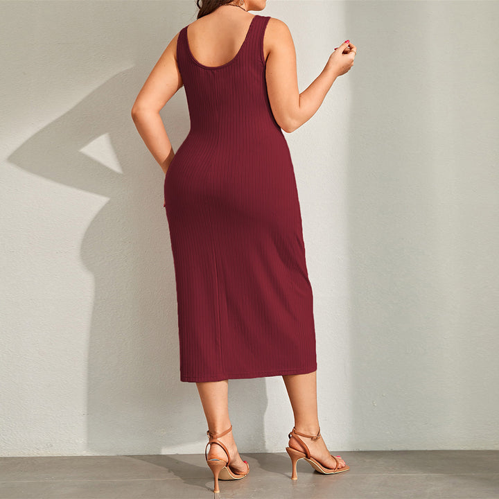 Damen figurbetontes Midi-Kleid mit Knopfdetails und raffiniertem Rippdesign Echo Archiv