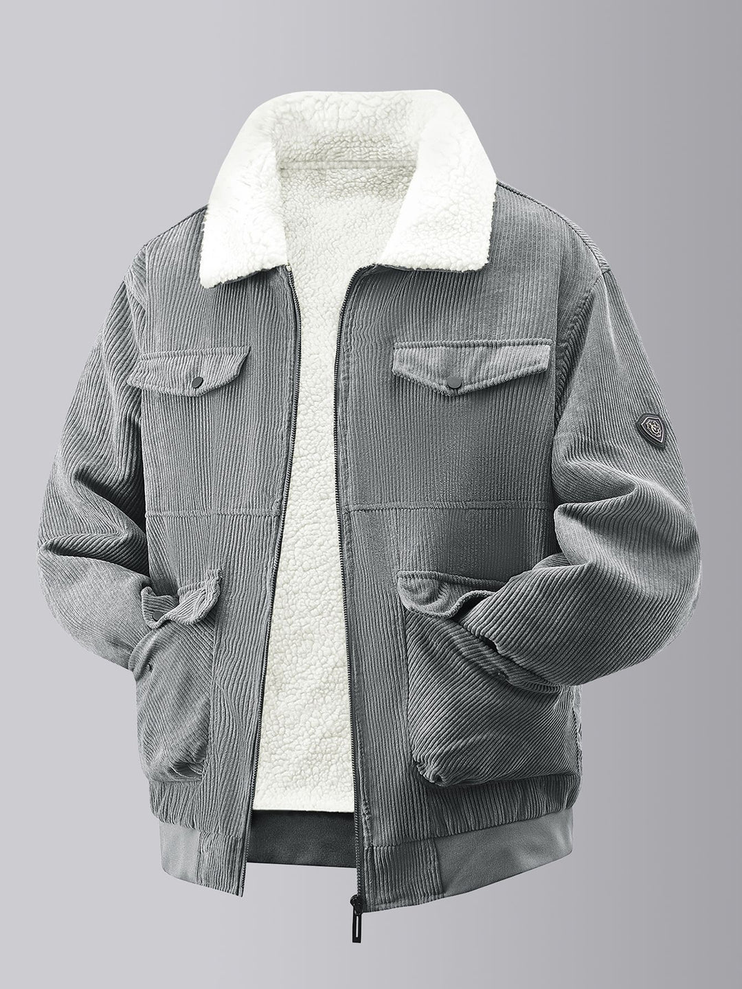 Herren kuschelige Teddy-Fleecejacke mit praktischen Brusttaschen und elastischen Bündchen Echoarchiv
