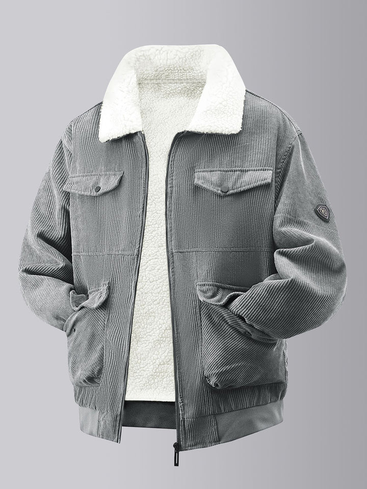 Herren kuschelige Teddy-Fleecejacke mit praktischen Brusttaschen und elastischen Bündchen Echoarchiv