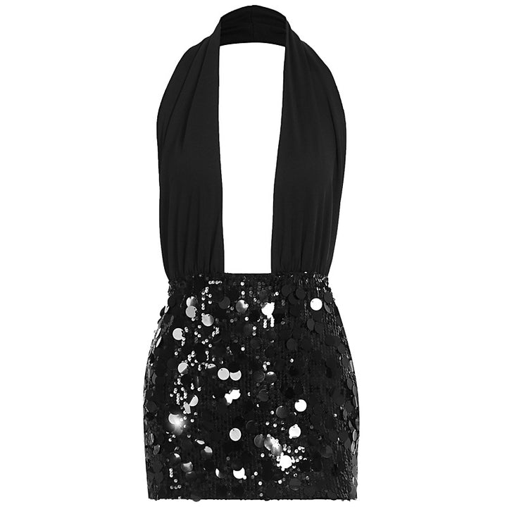 Damen Glamouröses Minikleid mit schimmerndem Paillettenrock Echo Archiv
