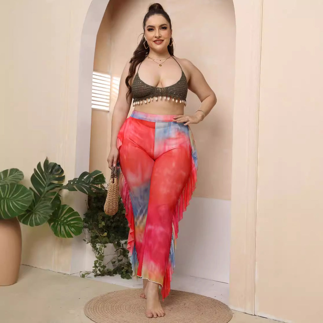 Damen elegante und luftige Strandhose mit Rüschendetails Echo Archiv