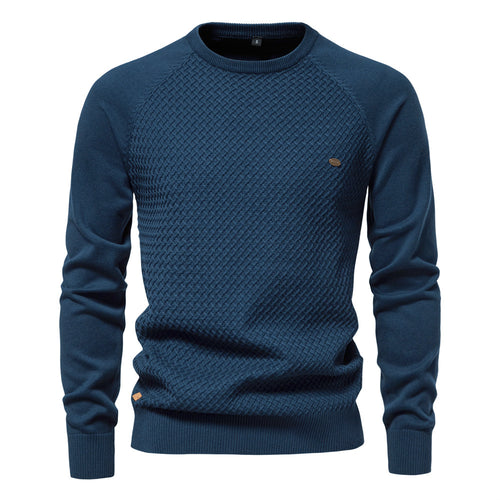 Herren Strickpullover mit modernem Strukturmuster und Rundhalsausschnitt Echoarchiv