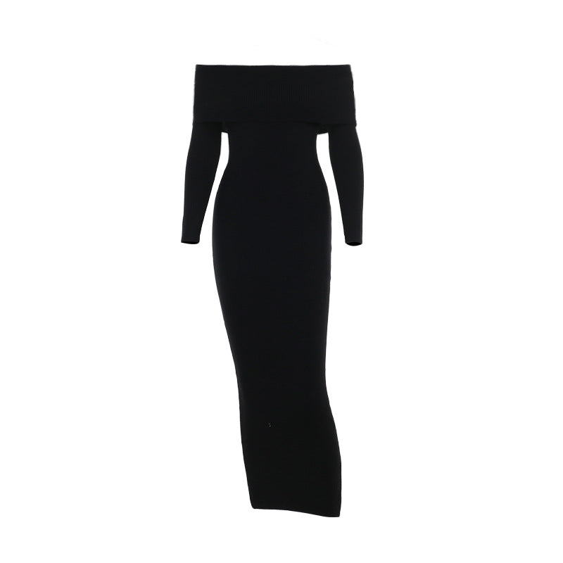 Damen schulterfreies Maxikleid mit langem Arm und elegantem Schnitt Echo Archiv