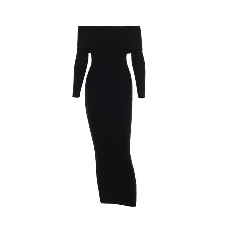 Damen schulterfreies Maxikleid mit langem Arm und elegantem Schnitt Echo Archiv