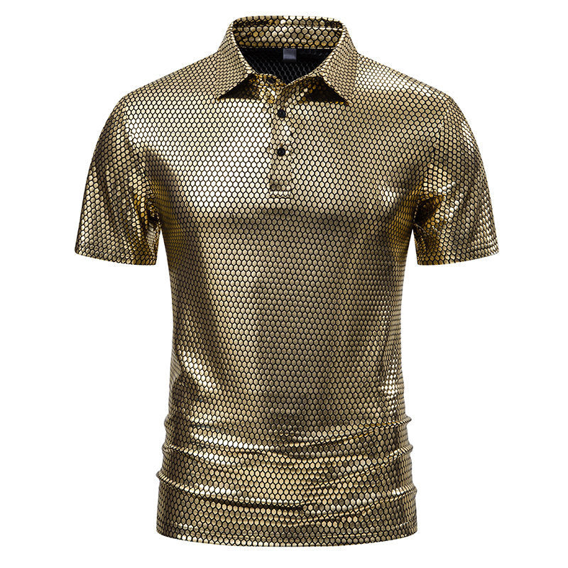 Herren Poloshirt mit glänzendem Honigwaben-Muster Echoarchiv