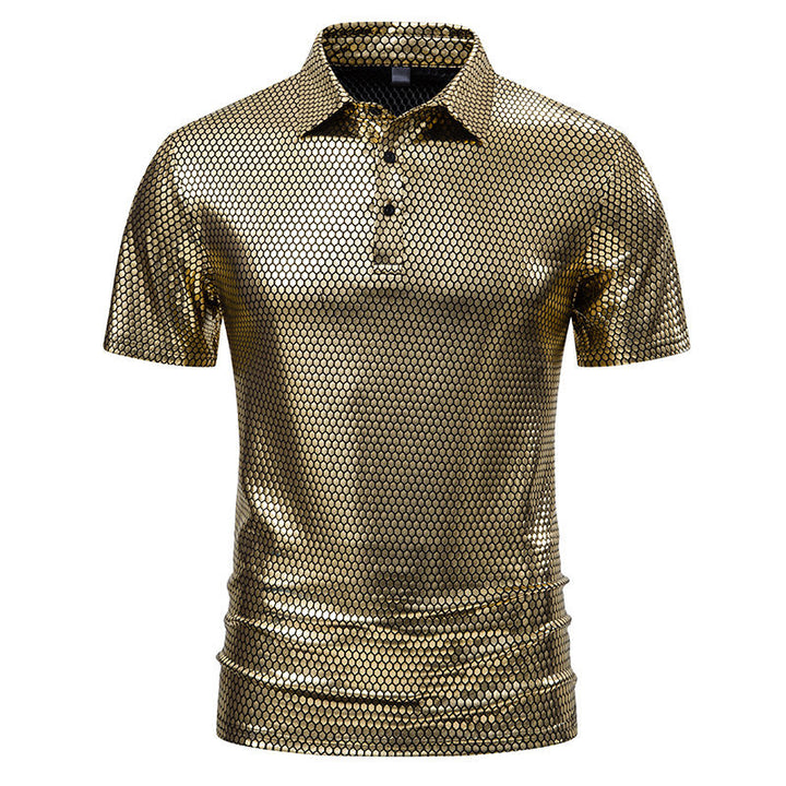 Herren Poloshirt mit glänzendem Honigwaben-Muster Echoarchiv