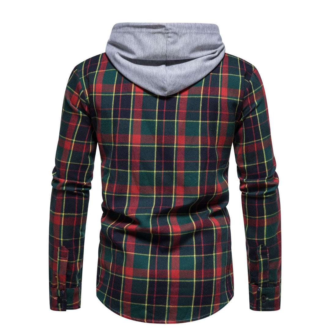 Herren Flanellhemd mit Kapuze und kariertem Design Echoarchiv