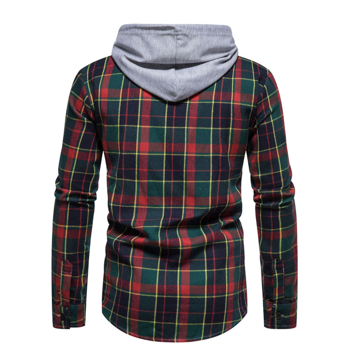 Herren Flanellhemd mit Kapuze und kariertem Design Echoarchiv