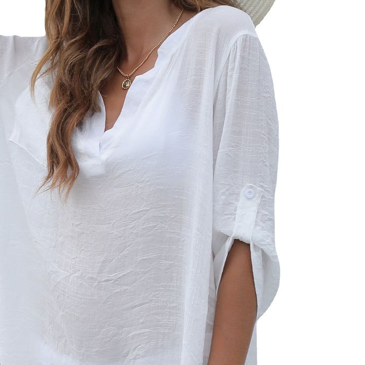 Damen legeres Strandkleid mit verschlusslosem V-Ausschnitt Echo Archiv