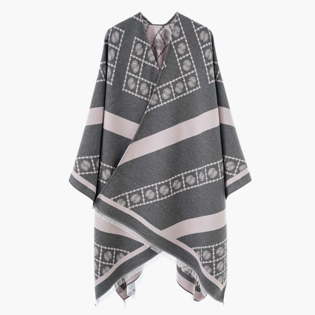 Damen Luxuriöses Jacquard-Überwurfcape mit kastiger Silhouette – Avérine