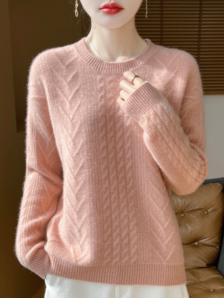 Damen Kurzpullover mit Zopfmuster, Rundhals und kaschmirähnlicher Weichheit Echoarchiv