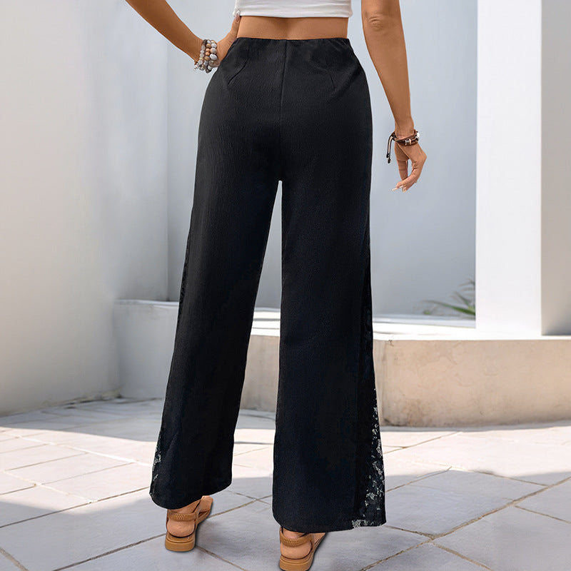 Damen High-Waist Palazzo-Hose aus Crêpe mit seitlichem Spitzeneinsatz Echoarchiv