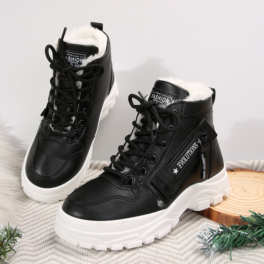 Damen  gefütterte High-Top Sneaker-Boots mit dicker Profilsohle und seitlichem Reißverschluss Echo Archiv