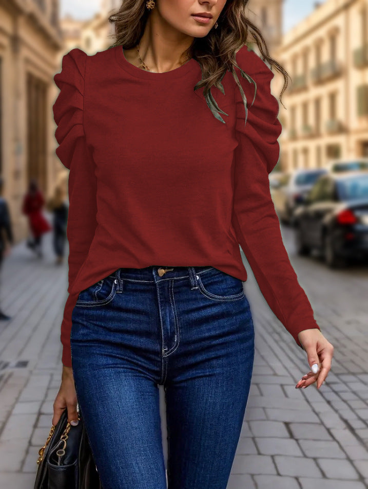 Damen nan feiner Feinstrick-Pullover mit stufigen Volants an den Schultern Echo Archiv