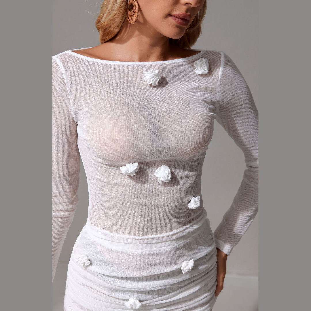 Damen fließendes Strandkleid mit dekorativen Häkelblüten Echo Archiv