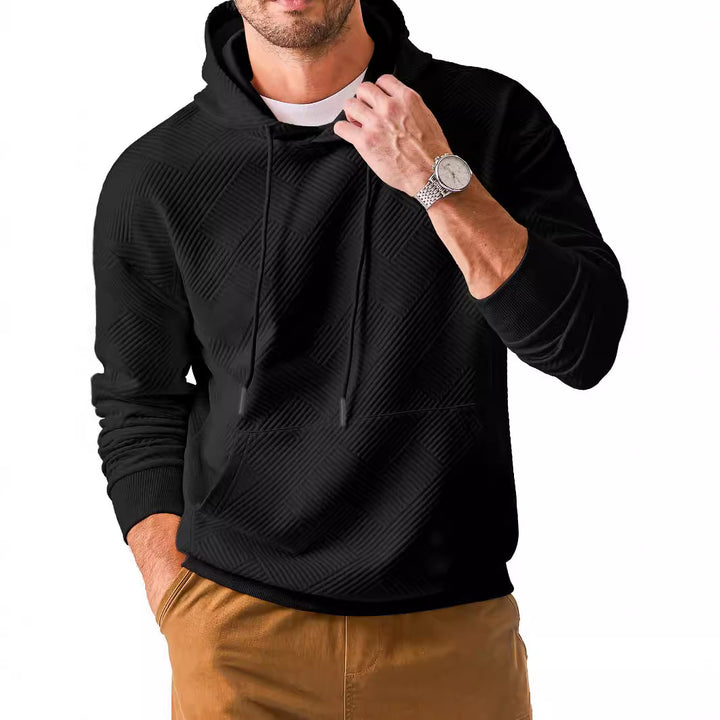 Herren Kapuzenpullover mit strukturiertem Design und praktischer Kängurutasche Echoarchiv