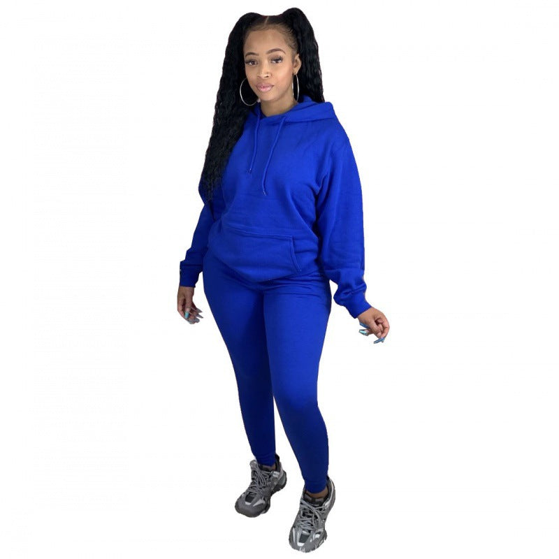 Damen Zweiteiliges Freizeitset mit Oversize Kapuzenpullover und Leggings mit hohem Bund, schmaler Passform – Élanora