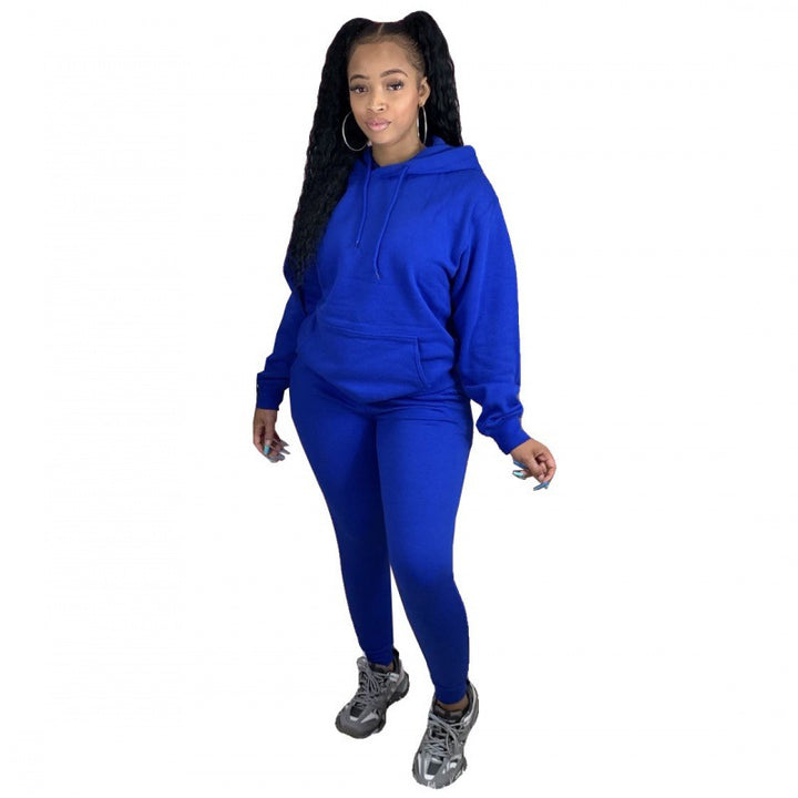 Damen Zweiteiliges Freizeitset mit Oversize Kapuzenpullover und Leggings mit hohem Bund, schmaler Passform – Élanora