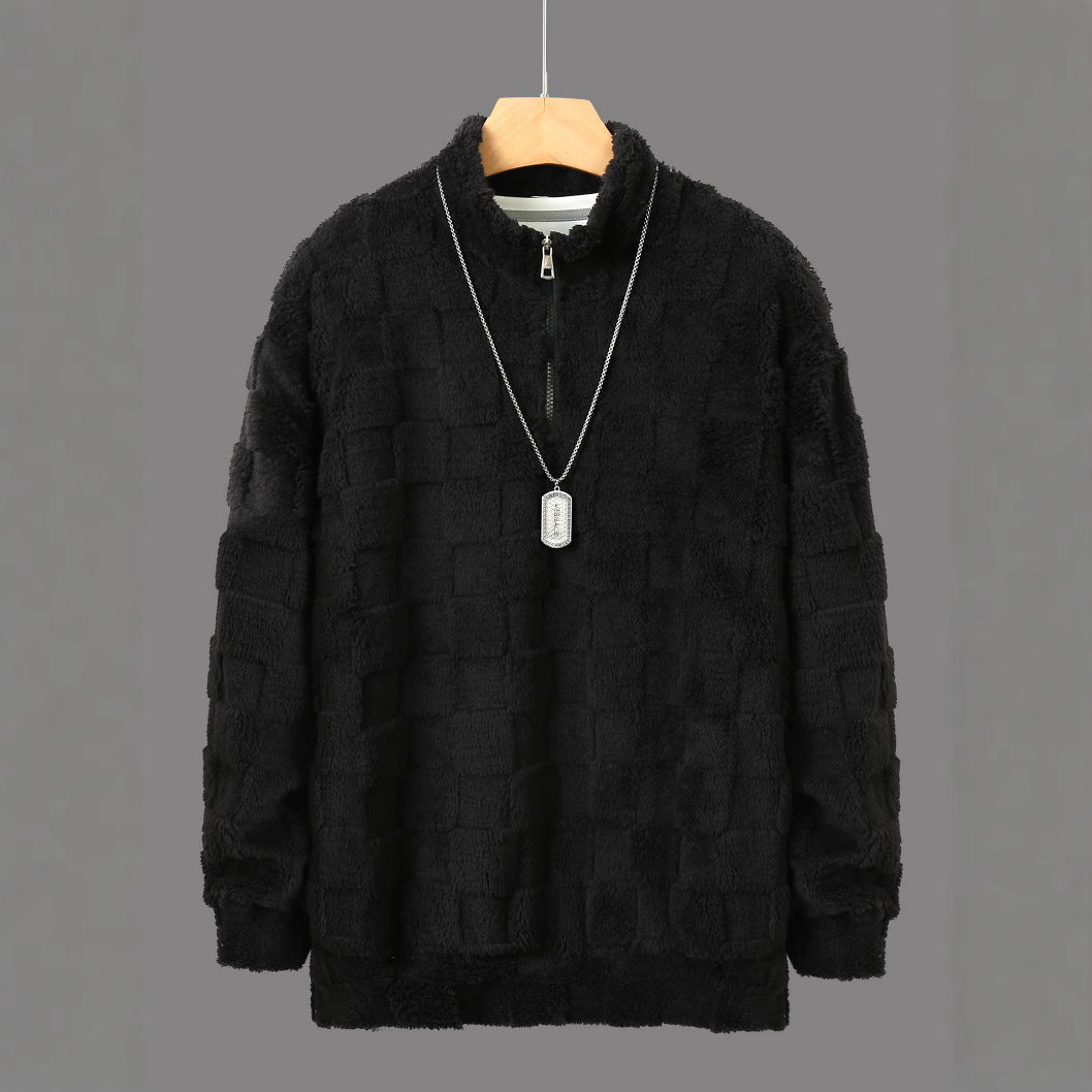 Herren Fleece-Pullover mit Reißverschluss und strukturiertem Design Echoarchiv
