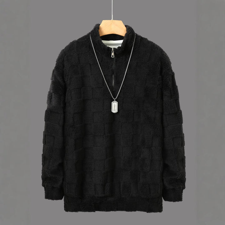Herren Fleece-Pullover mit Reißverschluss und strukturiertem Design Echoarchiv