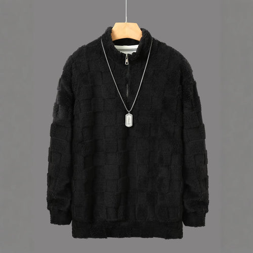 Herren Fleece-Pullover mit Reißverschluss und strukturiertem Design Echoarchiv