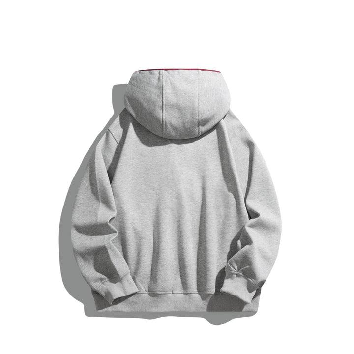 Unisex Kapuzen‑Sweatshirt mit Druckknopfleiste und Kontrastpaspel Echoarchiv
