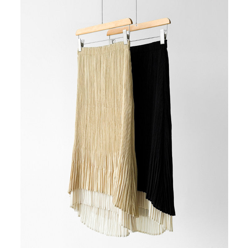 Damen Eleganter Plissierter Rock mit asymmetrischem Saum Echoarchiv