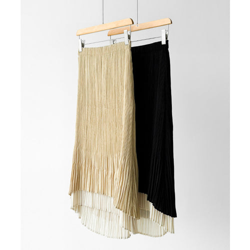 Damen Eleganter Plissierter Rock mit asymmetrischem Saum Echoarchiv