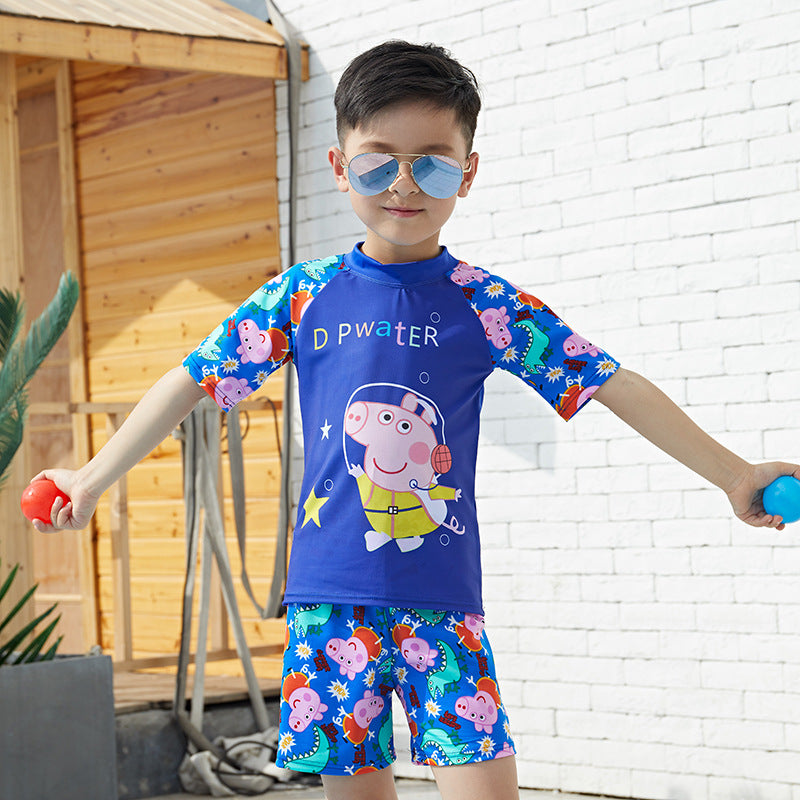 Jungen UV-Schutz Schwimmanzug mit langen Ärmeln und süßem Dinosaurier-Motiv Echo Archiv