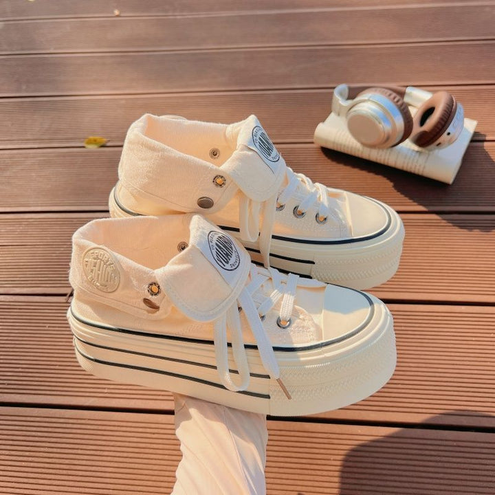 Damen Hochplatform Sneakers mit modischem Stoff-Obermaterial und lockerer Schnürung Echo Archiv