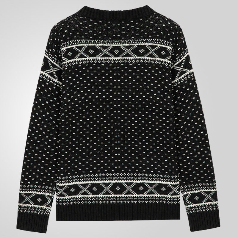 Herren Strickpullover mit traditionellem Norweger-Muster und hohem Kragen Echoarchiv