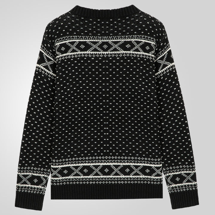 Herren Strickpullover mit traditionellem Norweger-Muster und hohem Kragen Echoarchiv