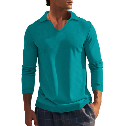 Herren Langarmshirt mit modernem V-Ausschnitt und strukturiertem Design Echoarchiv