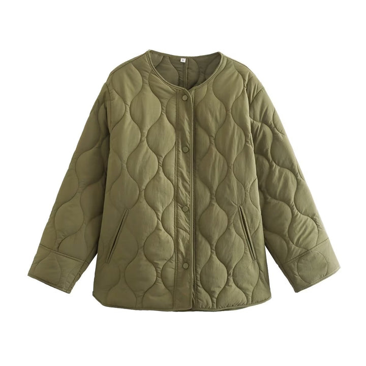 Damen nan gesteppte Oversize Jacke mit Rundhalsausschnitt und organischer Rautensteppung Echo Archiv