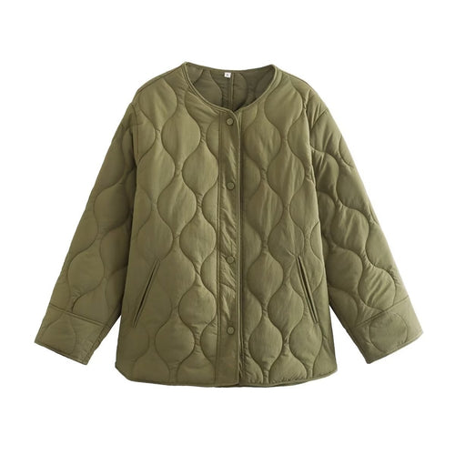 Damen nan gesteppte Oversize Jacke mit Rundhalsausschnitt und organischer Rautensteppung Echo Archiv