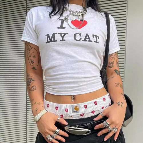 Damen Crop-T-Shirt mit kreativem Bärenmotiv und witzigem Spruch Echo Archiv