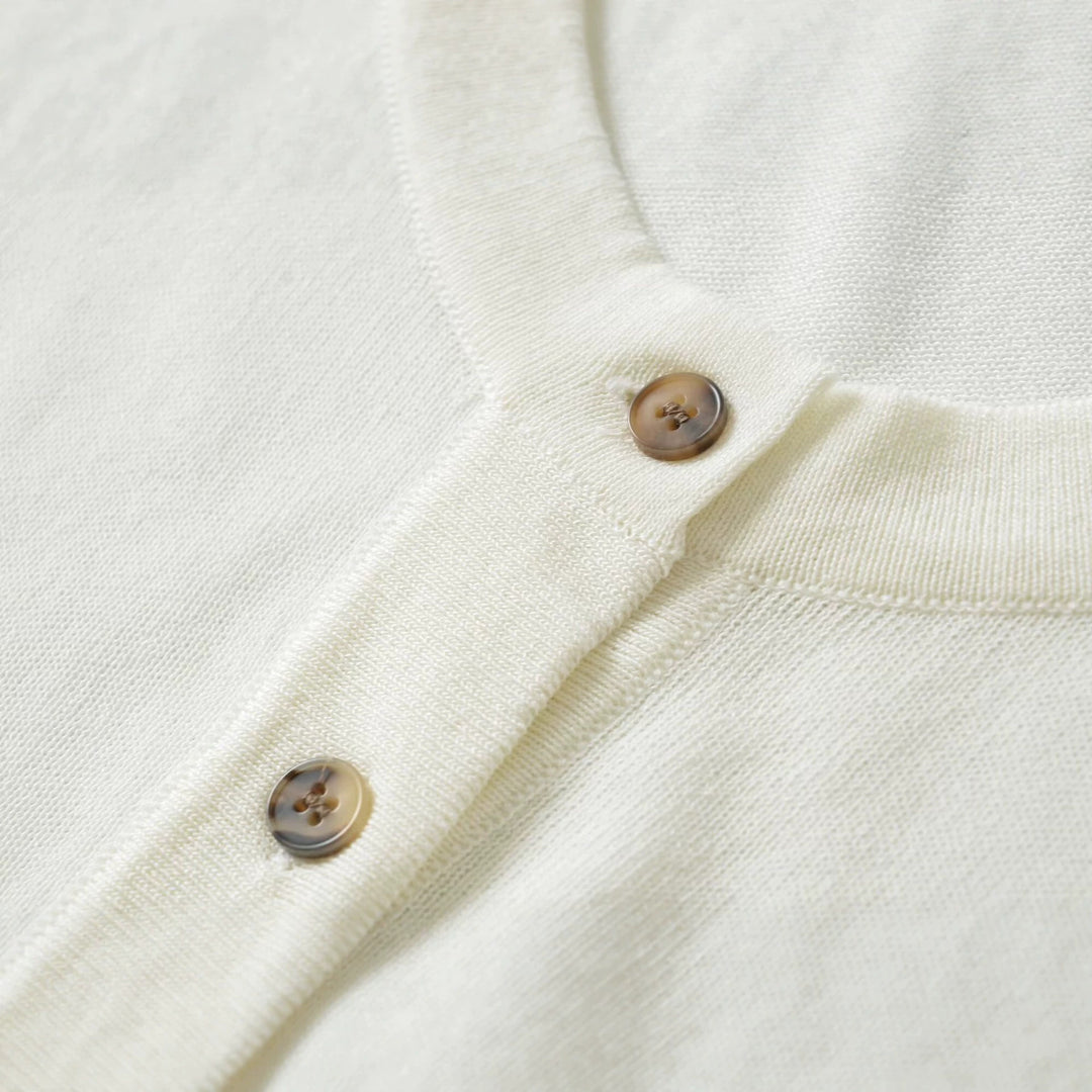 Damen Feiner Henley-Strickpullover mit Knopfleiste und Rippbund Echoarchiv