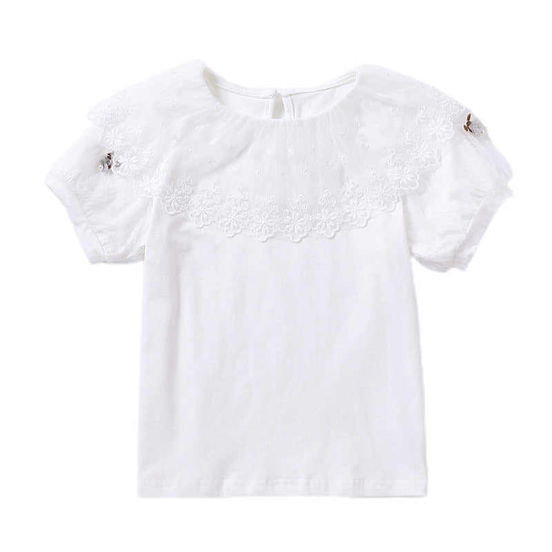 Mädchen T-Shirt mit elegantem Spitzenbesatz Echo Archiv