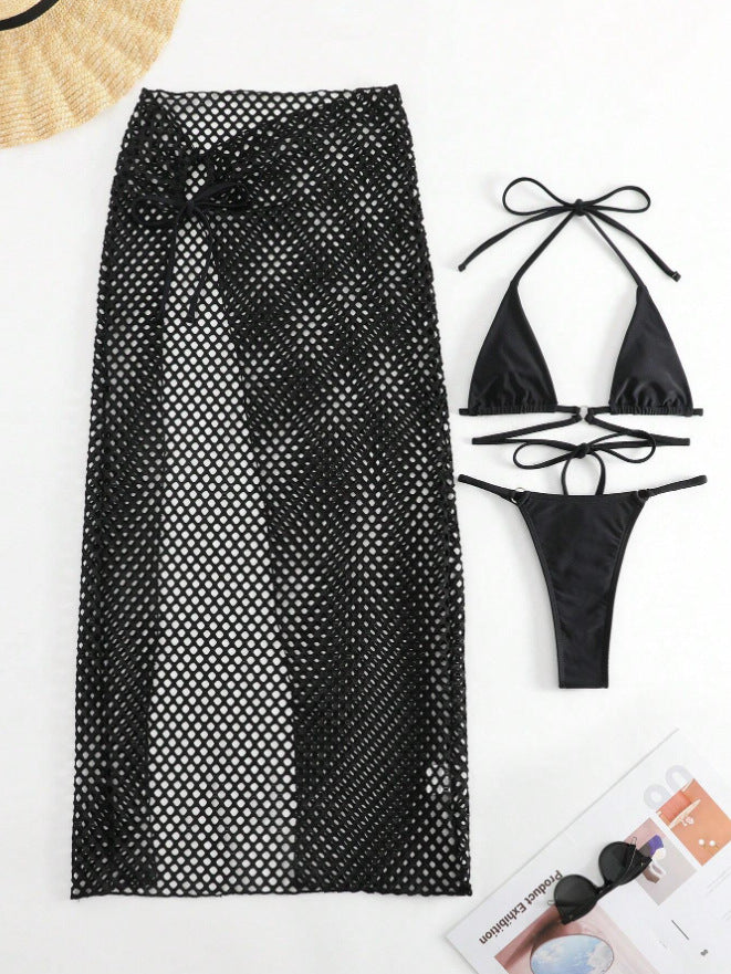 Damen Bikini-Set mit transparentem Netzrock und Triangel-Oberteil Echo Archiv