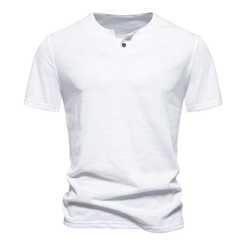 Herren Kurzarm-Henley-Shirt mit modernem Stehkragen und hochwertiger Baumwollqualität Echoarchiv