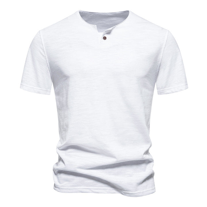 Herren Kurzarm-Henley-Shirt mit modernem Stehkragen und hochwertiger Baumwollqualität Echoarchiv