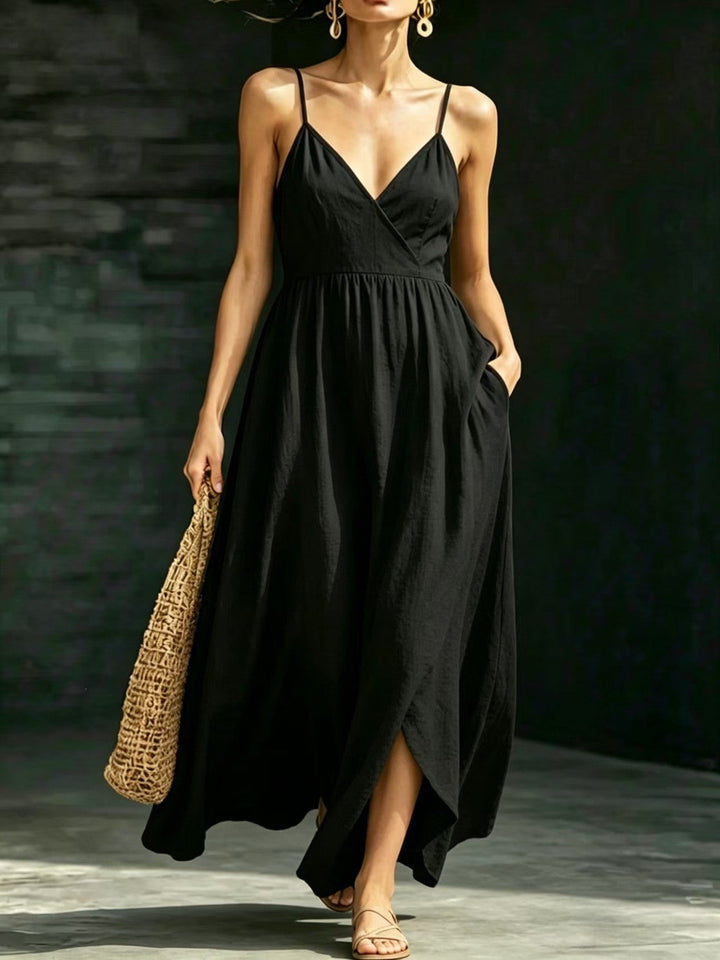 Echoarchiv Damen Sommerkleid Midikleid Spaghettiträger V-Ausschnitt