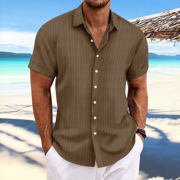 Herren Kurzarm gestreiftes lässiges Button-Up Hemd Echoarchiv